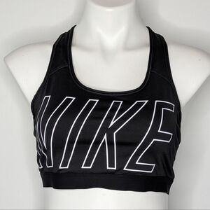 Nike Black White Spellout Sports Bra L